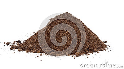 Palm kernel meal powder with shell by product from oil production and substrate of cosmetic isolation on white background Stock Photo