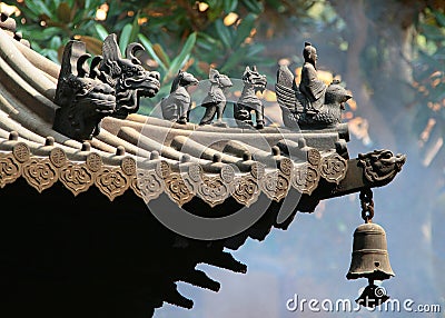 Animal figures on Chinese roof Stock Photo