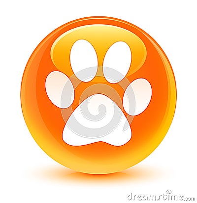 Animal footprint icon glassy orange round button Cartoon Illustration