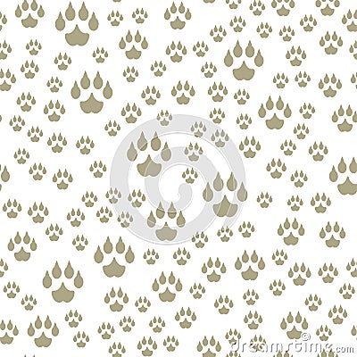 Animal footprints include seamless pattern mammals foot print trace wildlife track steps wild nature silhouette vector Vector Illustration