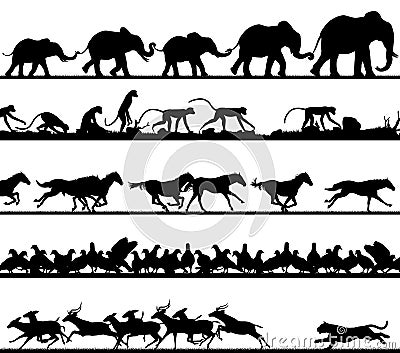 Animal foreground silhouettes Vector Illustration