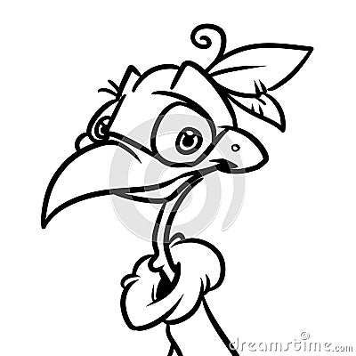 Animal funny bright color bird portrait character cartoon illustration coloring page Cartoon Illustration