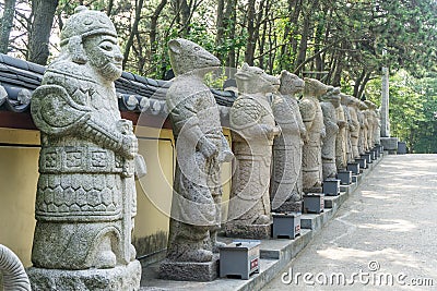 Animal god or mythology creature stone sculptures in Chinese culture Stock Photo