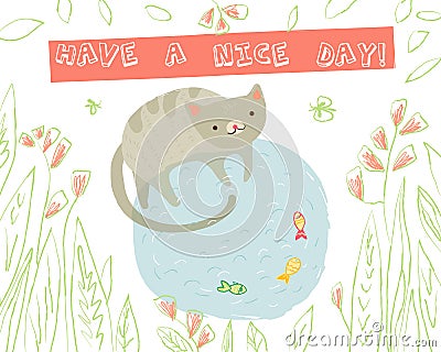 Animal greeting card Vector Illustration