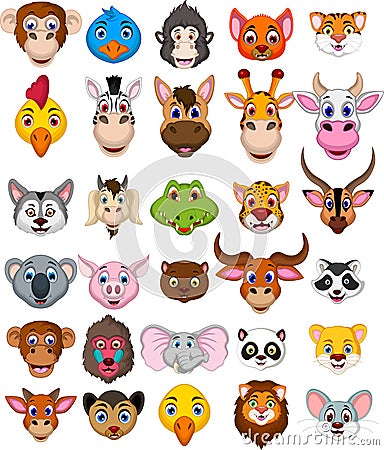 Animal head cartoon collection Stock Photo