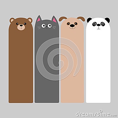 Animal head set. Cartoon kawaii baby bear, cat, dog, panda. Vector Illustration