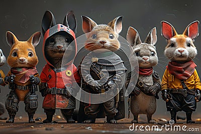 Animal heroes in cartoon style Stock Photo