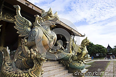 Animal in Himavanta or Himmaphan at ubosot of Sirindhorn wararam phu prao temple Stock Photo