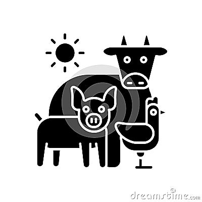 Animal husbandry black glyph icon Vector Illustration