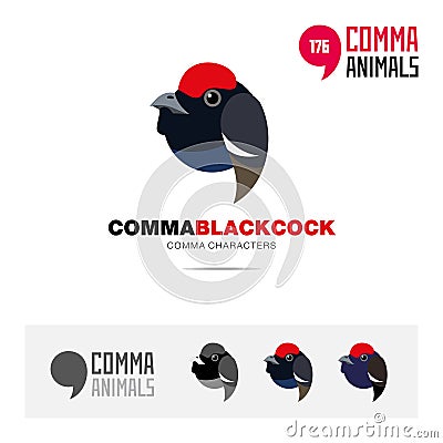 Blackcock capercaillie bird concept icon set and modern brand identity logo template and app symbol based on comma sign Vector Illustration