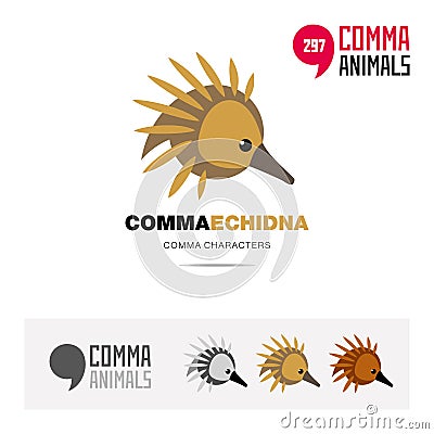 Echidna animal concept icon set and modern brand identity logo template and app symbol based on comma sign Vector Illustration