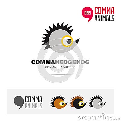 Hedgehog animal concept icon set and modern brand identity logo template and app symbol based on comma sign Vector Illustration