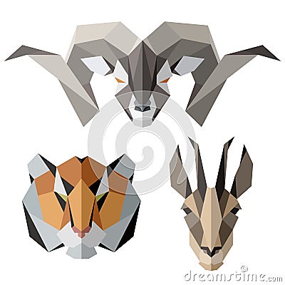 Animal icons, vector icon set. Abstract triangular style Vector Illustration
