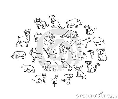 Animal icons. Zoo Animals Vector Illustration