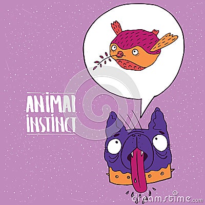 Animal instinct from dog to bird Vector Illustration