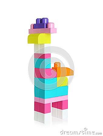 Animal made of colorful plastic blocks on white background Stock Photo