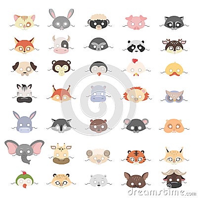 Animal masks set. Vector Illustration