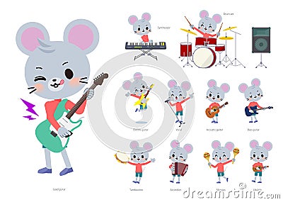 Animal mouse boy_pop music Vector Illustration