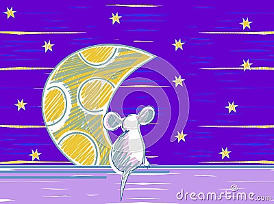 Animal mouse cartoon theme elements. Starlight Night Vector Illustration