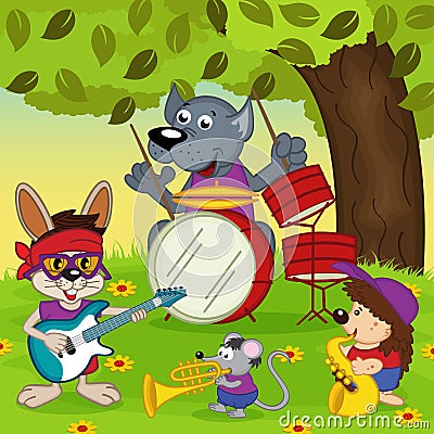 Animal musicians Vector Illustration