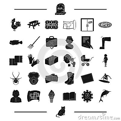 Animal, paintball, recreation and other web icon in black style. architecture, child icons in set collection. Vector Illustration