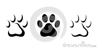 Animal paw prints. Vector black silhouettes. Vector Illustration