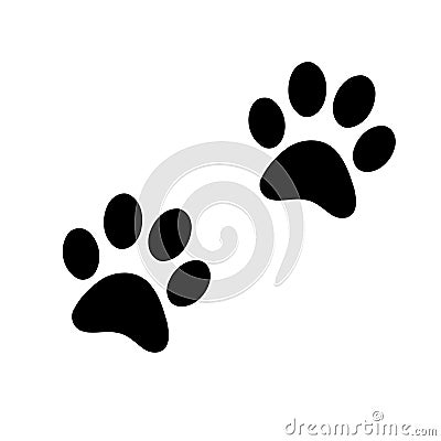 Animal paw prints on white background Stock Photo