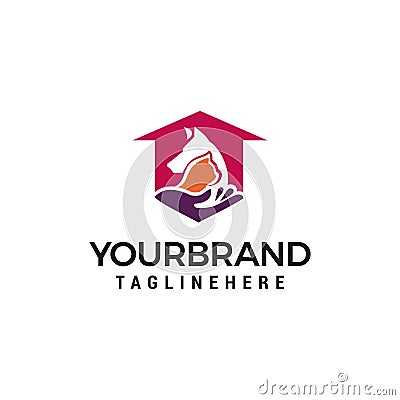 Animal pet care. dog cat pet house home love logo design concept template Vector Illustration