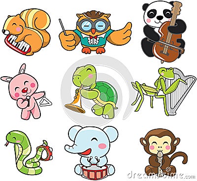 Animal play music Vector Illustration