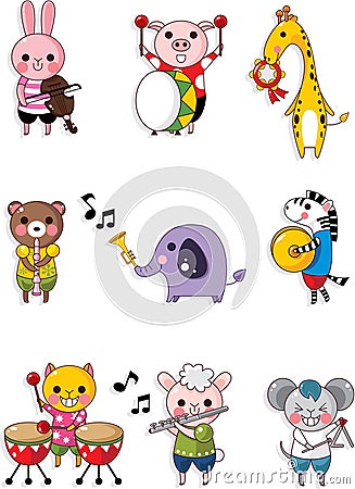 Animal play music Vector Illustration