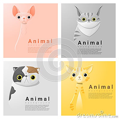 Animal portrait collection with cats Vector Illustration