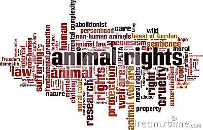 Animal rights word cloud Cartoon Illustration