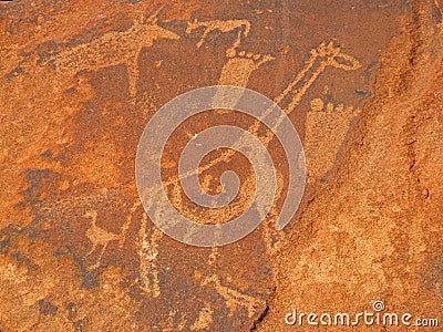 Animal rock engravings, Twyfelfontein, Namibia Stock Photo