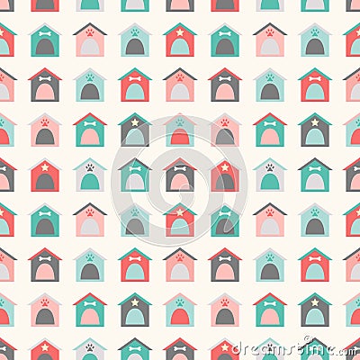 Animal seamless vector pattern of kennel Vector Illustration