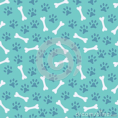 Animal seamless vector pattern of paw footprint Vector Illustration