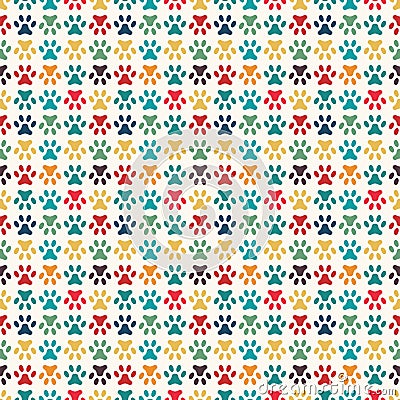 Animal seamless vector pattern of paw footprint Vector Illustration