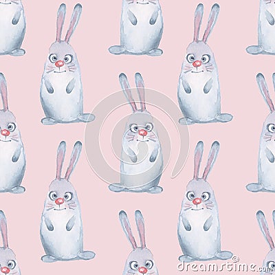 Animal set. Hare. Seamless pattern 4 Stock Photo