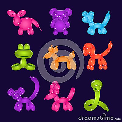 Animal Shaped Colourful Balloons Vector Vector Illustration