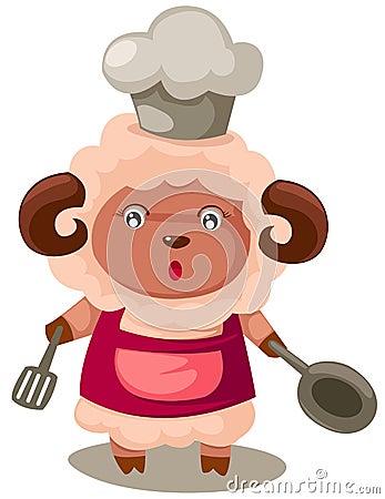 Animal sheep cooking Vector Illustration