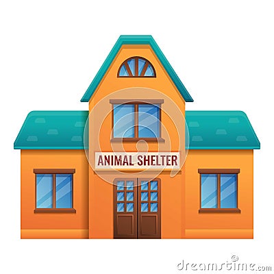 Animal shelter house icon, cartoon style Vector Illustration