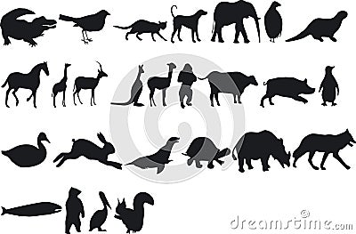 Animal Silouettes Vector Illustration