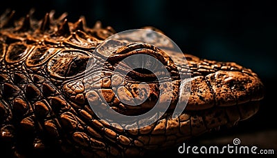 Animal skin pattern, reptile scale, crocodile eye, dangerous wildlife looking generated by AI Stock Photo