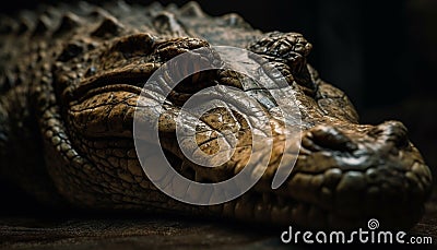 Animal skin, reptile scale, crocodile teeth, dangerous wildlife portrait generated by AI Stock Photo