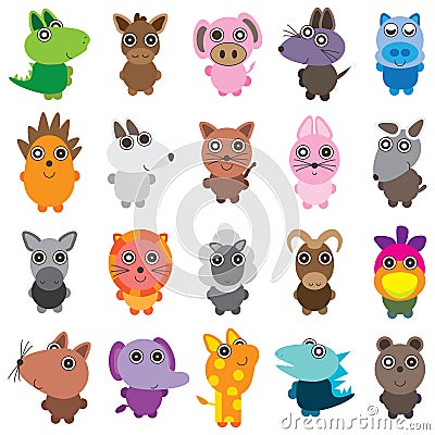 Animal small set 20 pcs Vector Illustration