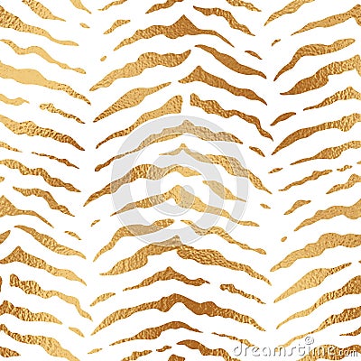 Animal stripe seamless pattern. Repeating gold zebra line texture. Repeated golden background design gifts prints. Repeat zebra Vector Illustration