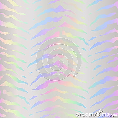 Animal stripe seamless pattern. Repeating holograph line texture. Repeated iridescent background for design gifts prints. Repeat h Vector Illustration