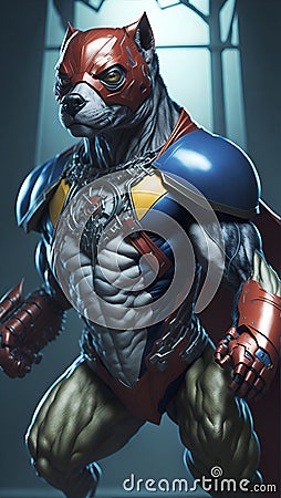 Animal superhero mascot of the Faculty of Mechanization, AI Generative Stock Photo