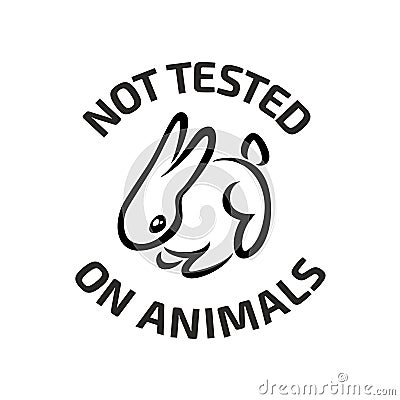 Animal testing black logo icon with rabbit Vector Illustration