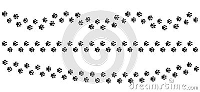 Animal track with paw prints. Pet footprints Vector Illustration