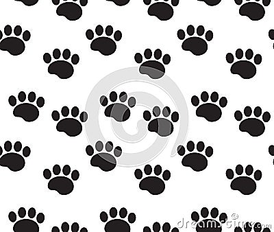 Animal tracks seamless pattern. Dog paws traces repeating texture, endless background. Vector illustration. Vector Illustration